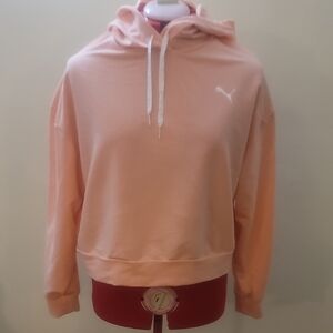 Puma Light Peach Crop Hoodie with White Logo